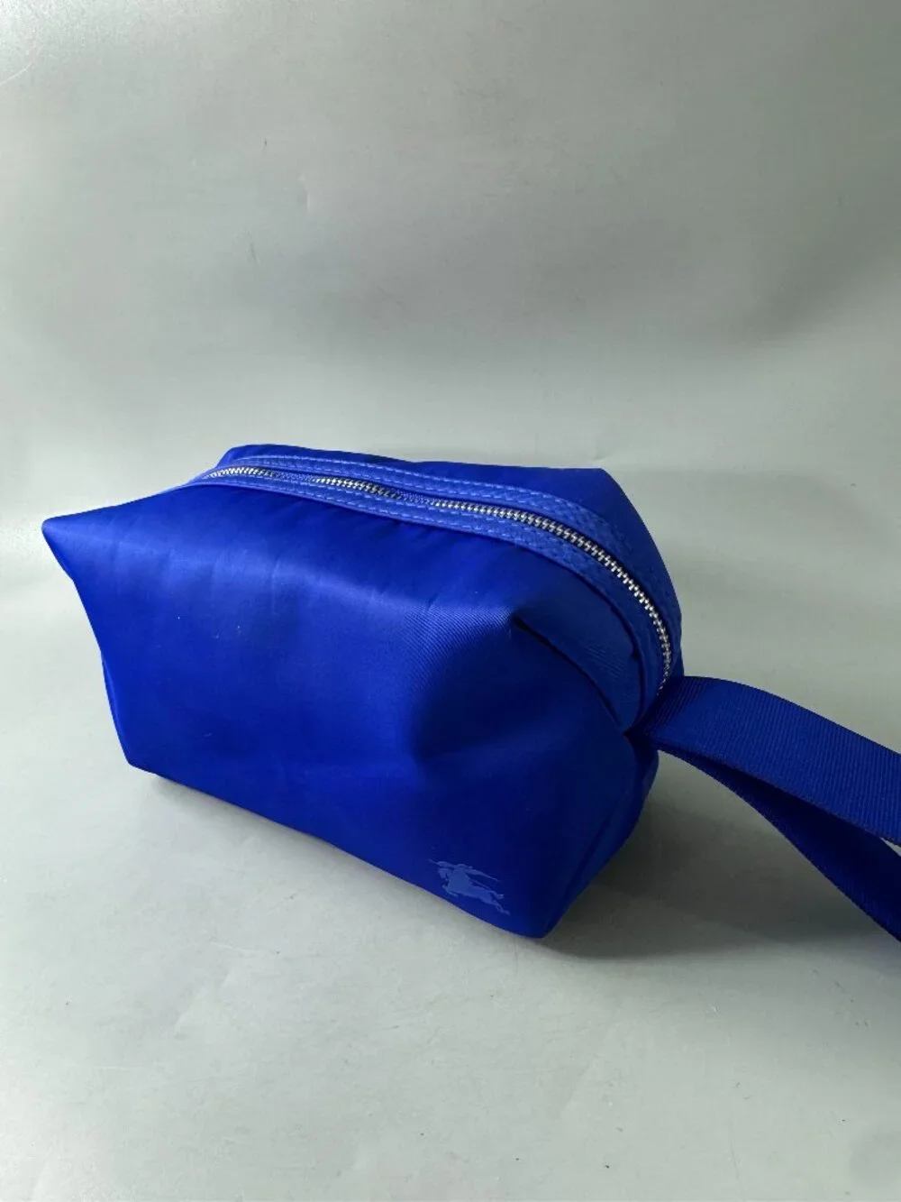 Blue Burberry Toiletry Cosmetic Pouch Travel Case Bag with Handle ~ Royal Blue